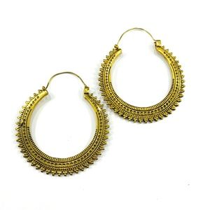 GOLD color Brass Metal LARGE Hoop Earrings